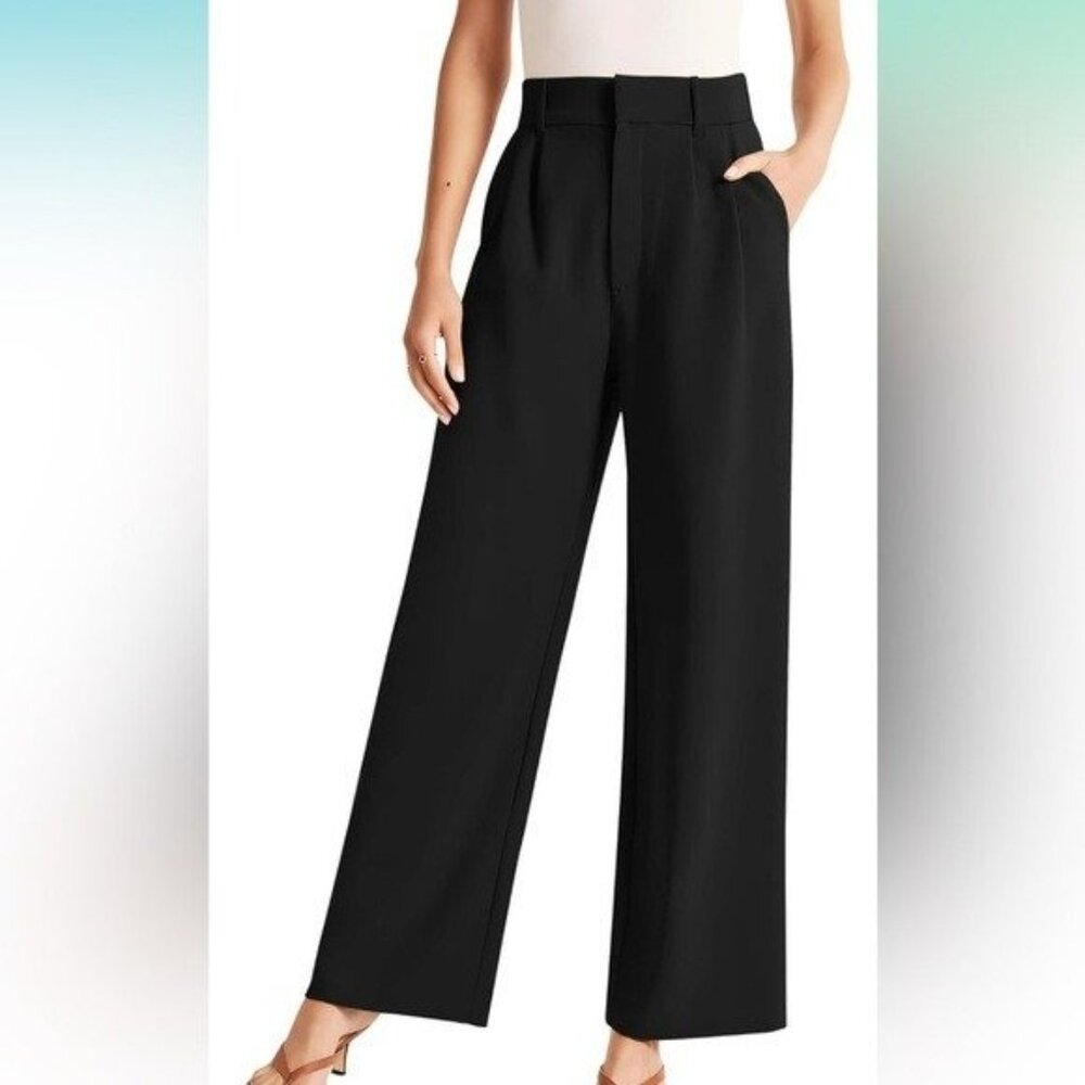 NWT Sarin Mathews High Waisted black Wide Leg Pants, Wmns large (bin M) - Picture 2 of 10